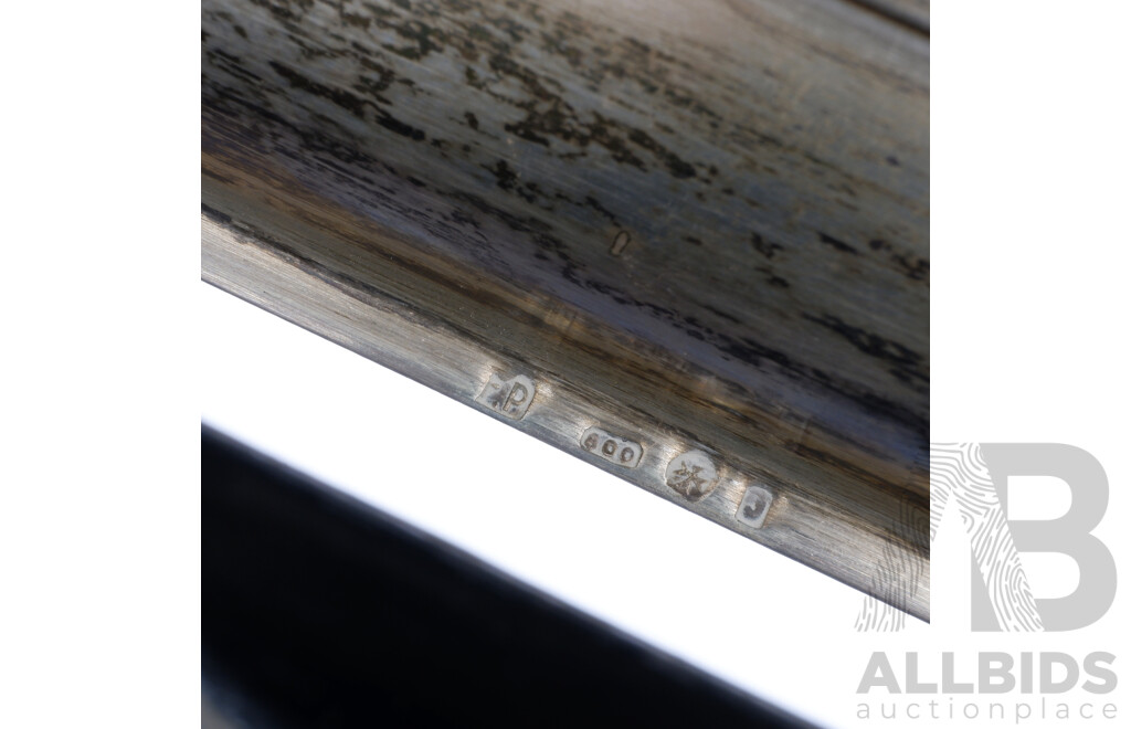 Vintage .800 Silver Detailed Ship Model with Moveable Rudder, on Wooden Stand