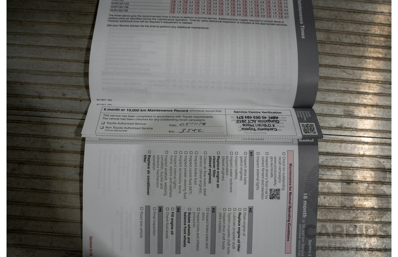 03/2018 Toyota Hilux Workmate TGN121R MY17 C/Chas Silver 2.7L