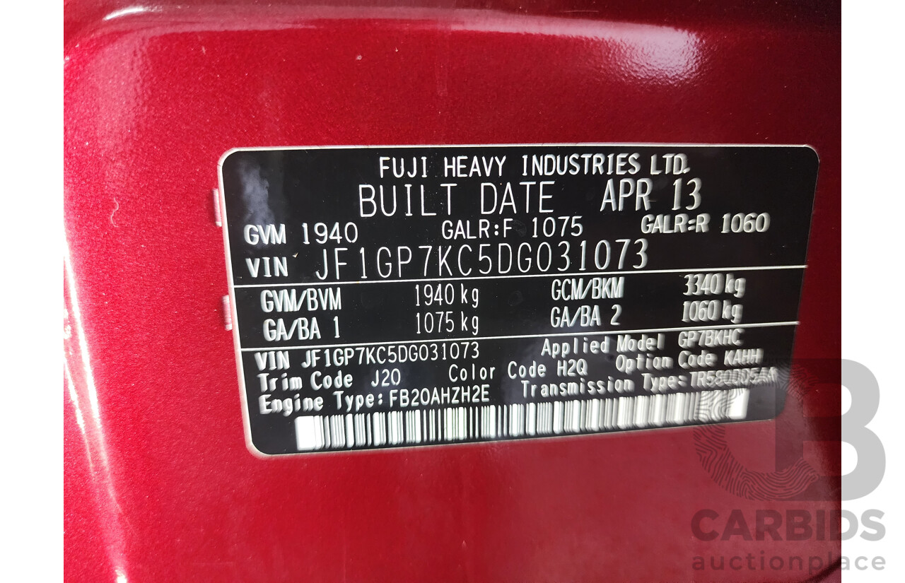 5/2013 Subaru XV 2.0i-S MY13 4d Wagon Red 2.0L