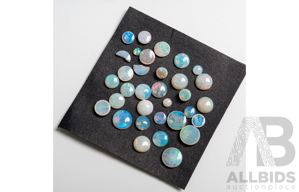 Crystal Opal Cabochons, (33) Round 2mm-6mm Diameter Each