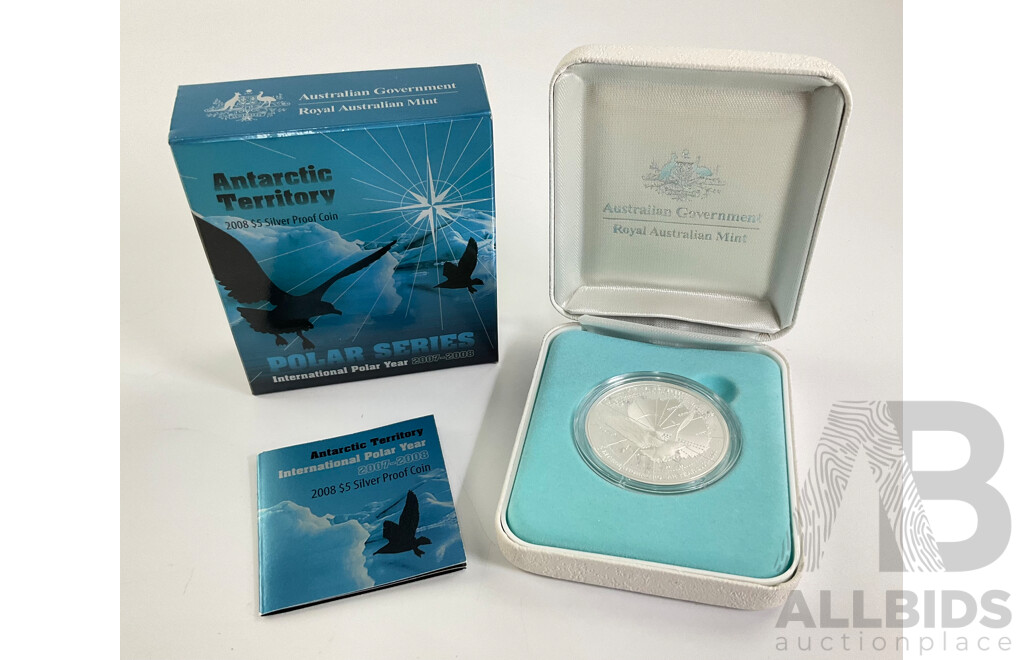 Australian RAM 2008 Silver Proof Five Dollar Coin, International Polar Year .999