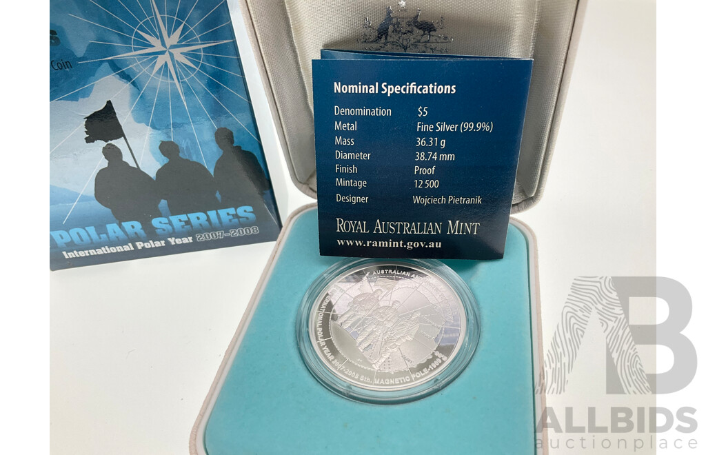 Australian RAM 2009 Silver Five Dollar Proof Coin, Antarctic Explorers .999