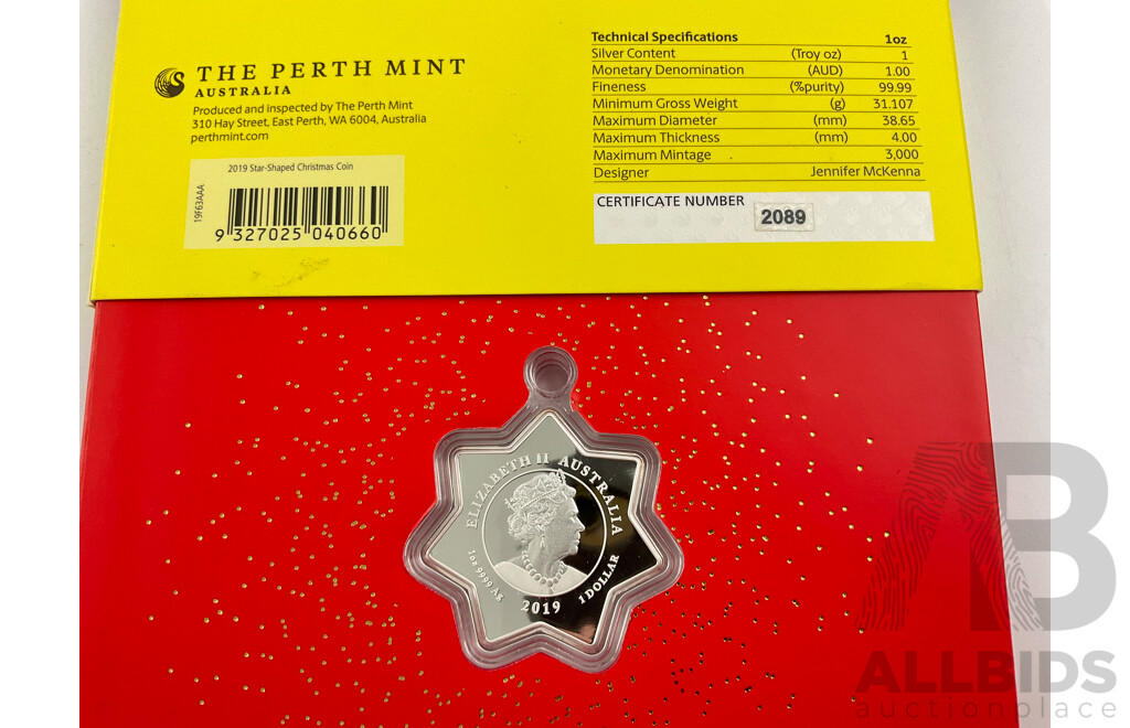 Australian Perth Mint 2019 Silver Star One Dollar Coin .999 and 2001 Federation Medallion