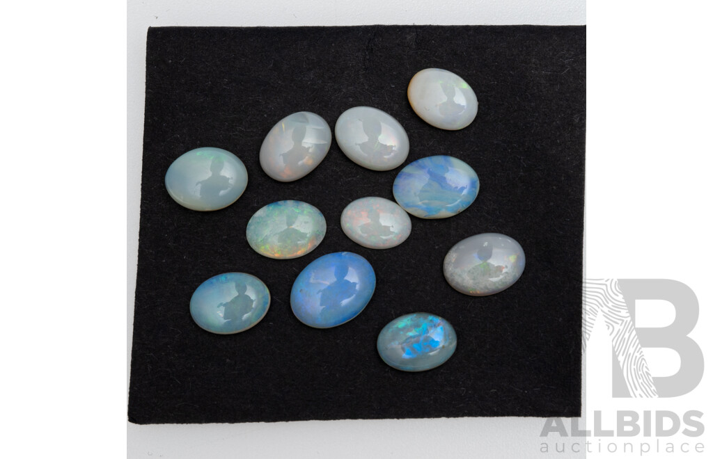 Crystal Opal Cabochons (11) Oval 7mm - 9mm Each in Length