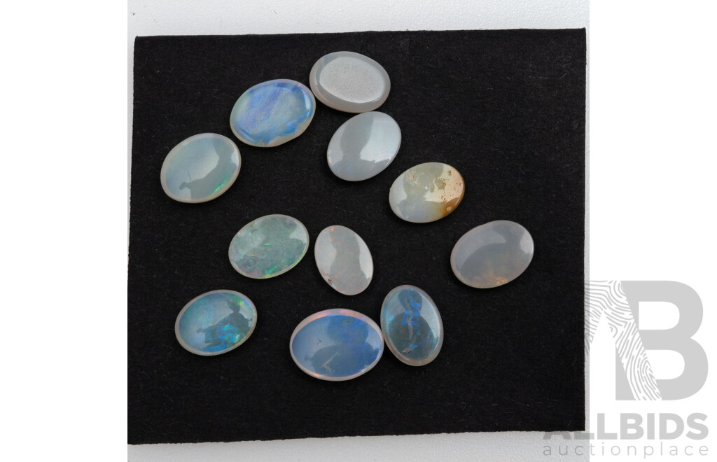 Crystal Opal Cabochons (11) Oval 7mm - 9mm Each in Length