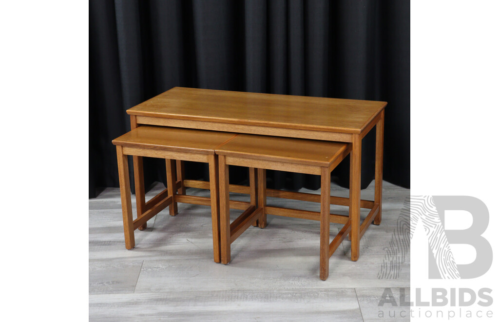 Teak Nest of Three Side Tables by Parker