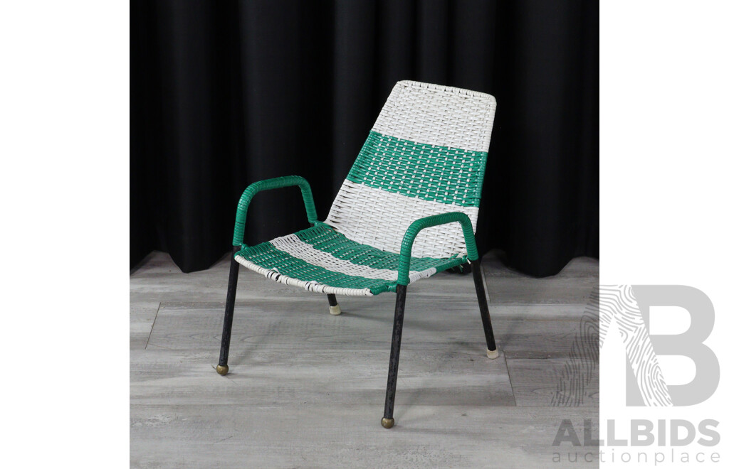 Vintage Childs Chair with Woven Upholstery