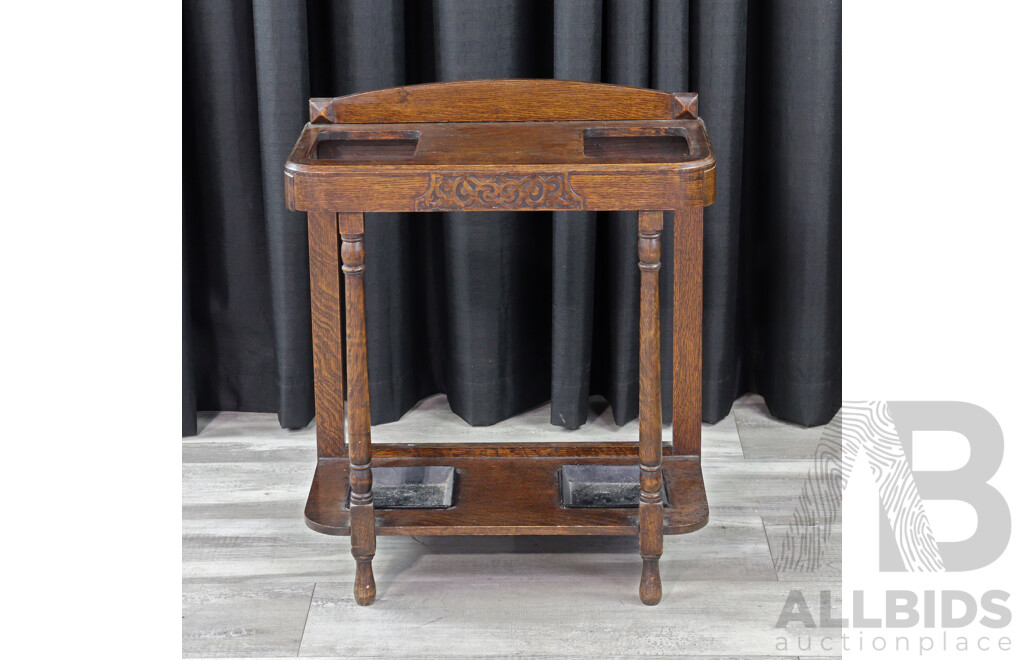 Art Deco Oak Umbrella Stand