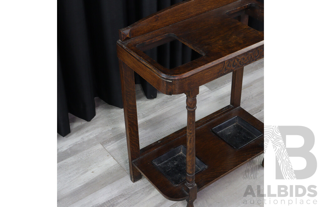 Art Deco Oak Umbrella Stand
