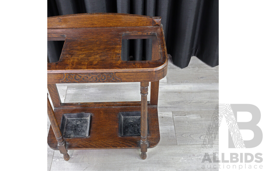 Art Deco Oak Umbrella Stand
