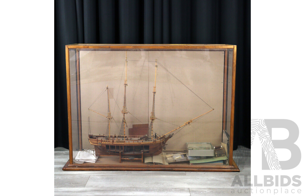 Bespoke Model Frigate in Timber Display Case