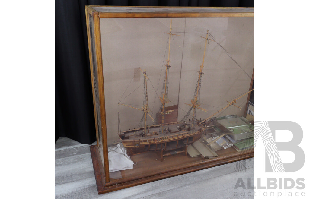 Bespoke Model Frigate in Timber Display Case