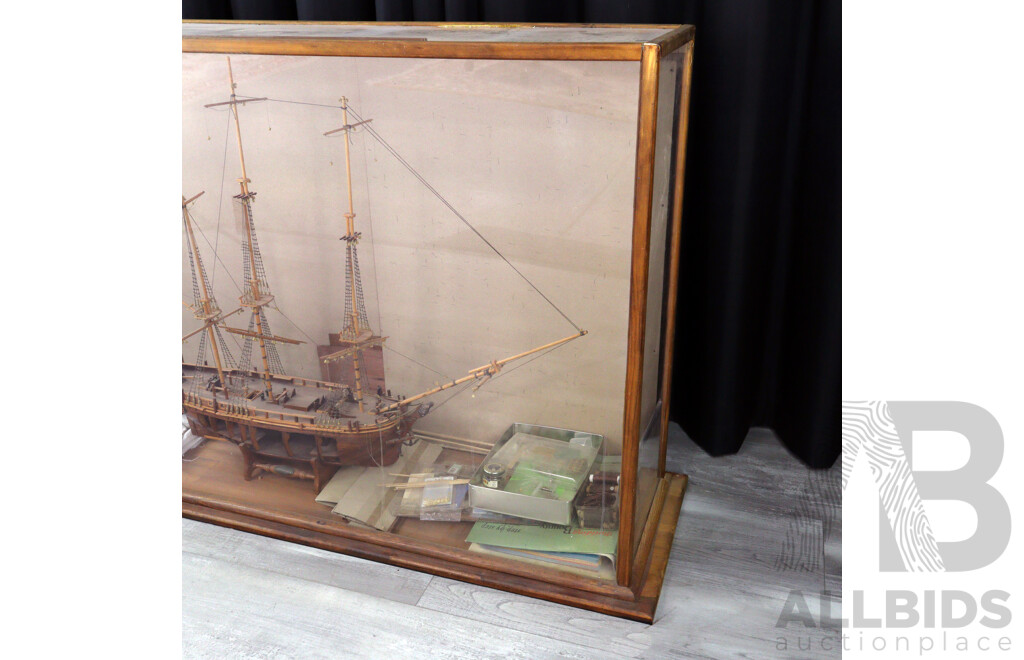 Bespoke Model Frigate in Timber Display Case