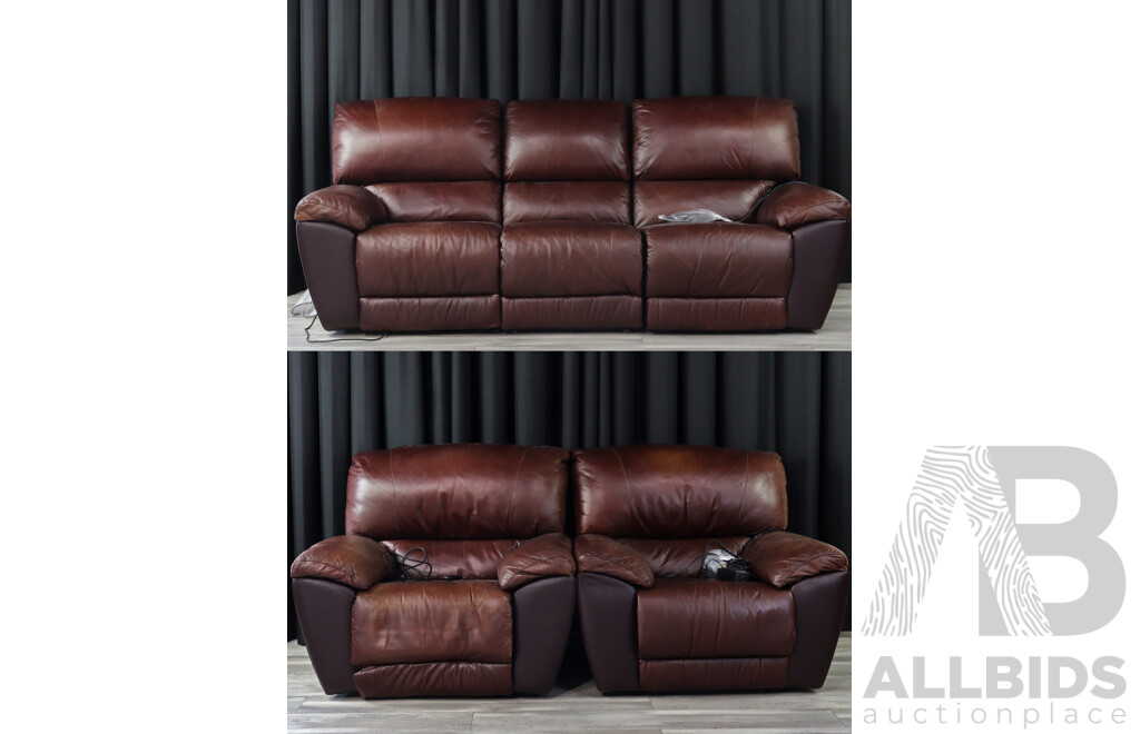 Leather Electric Reclining Five Piece Lounge Suite