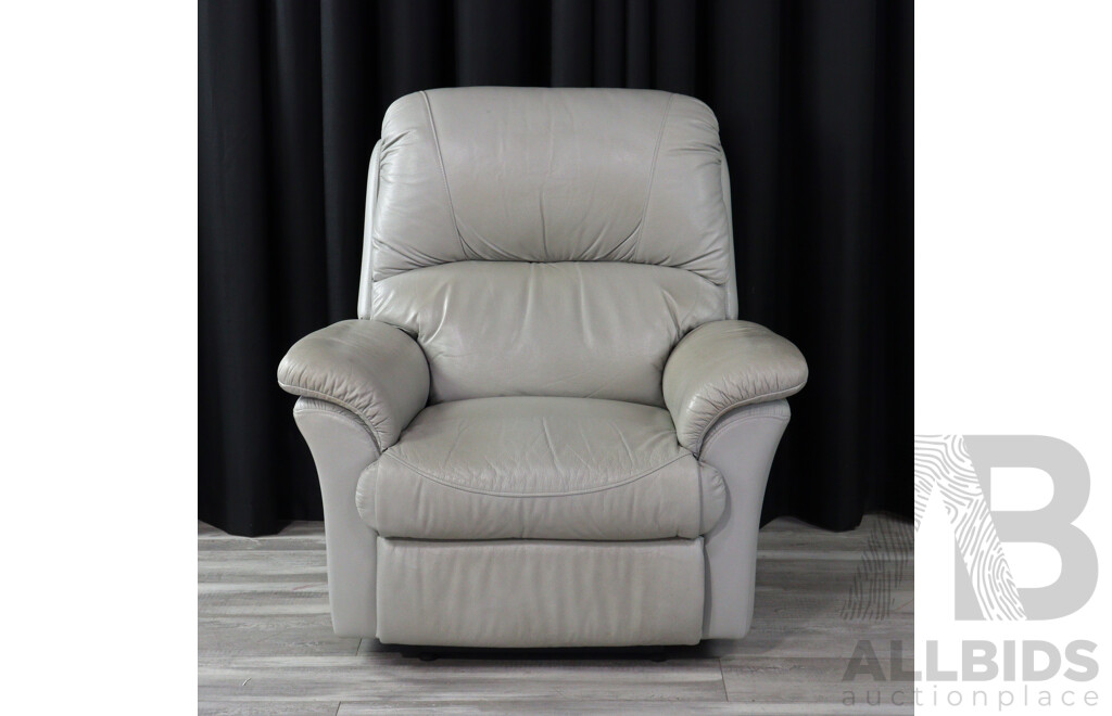 Pair of Grey Leather Reclining Armchairs