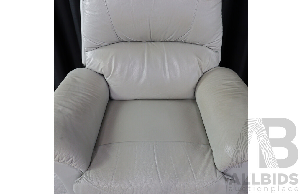 Pair of Grey Leather Reclining Armchairs
