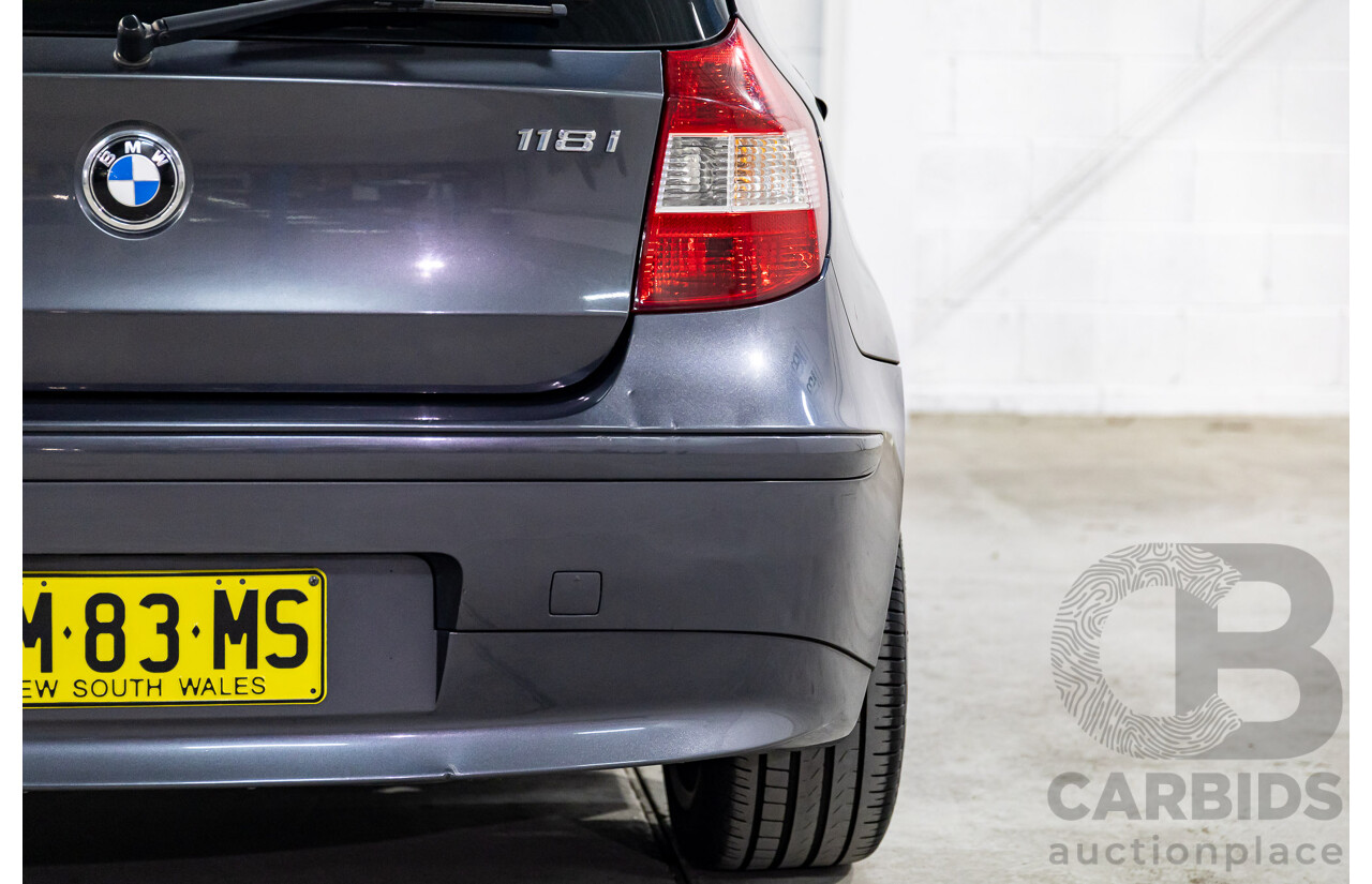 1/2007 BMW 118i E87 5d Hatchback Sparkling Graphite Metallic 2.0L