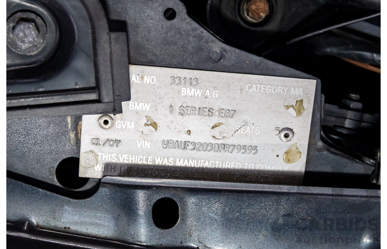 1/2007 BMW 118i E87 5d Hatchback Sparkling Graphite Metallic 2.0L