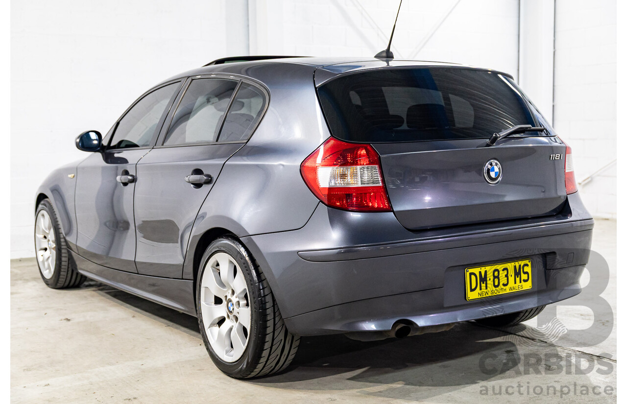 1/2007 BMW 118i E87 5d Hatchback Sparkling Graphite Metallic 2.0L