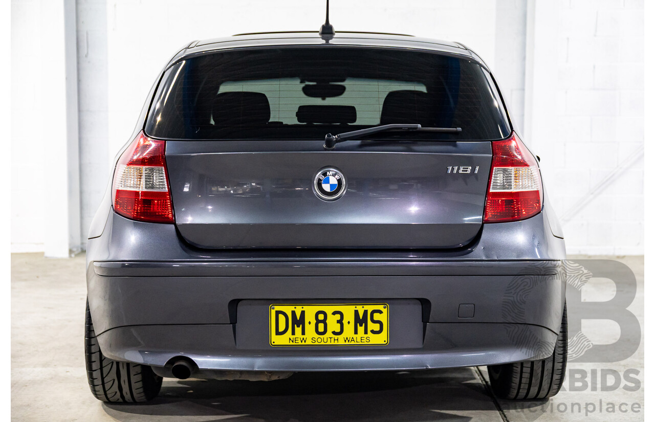 1/2007 BMW 118i E87 5d Hatchback Sparkling Graphite Metallic 2.0L