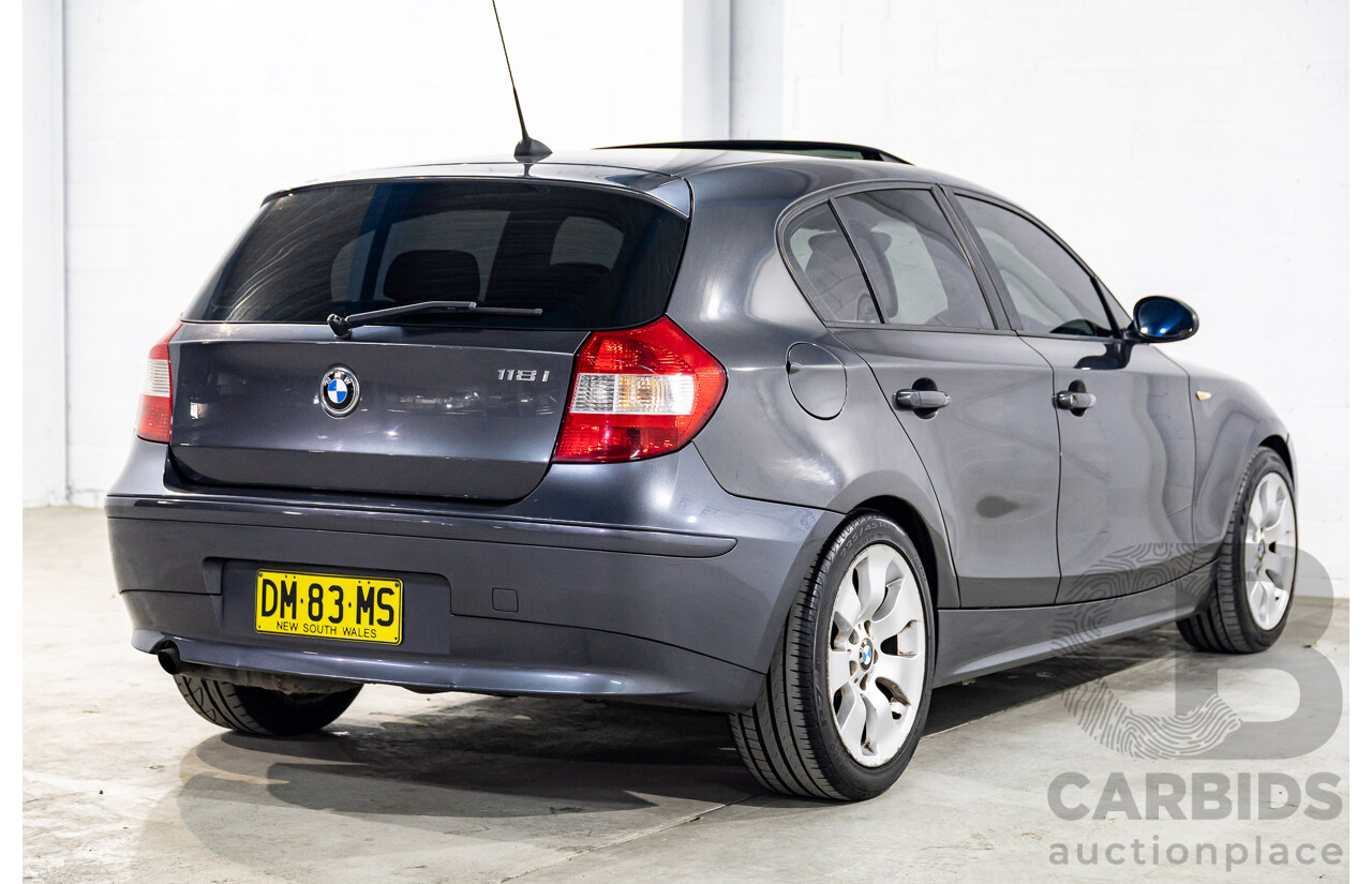 1/2007 BMW 118i E87 5d Hatchback Sparkling Graphite Metallic 2.0L