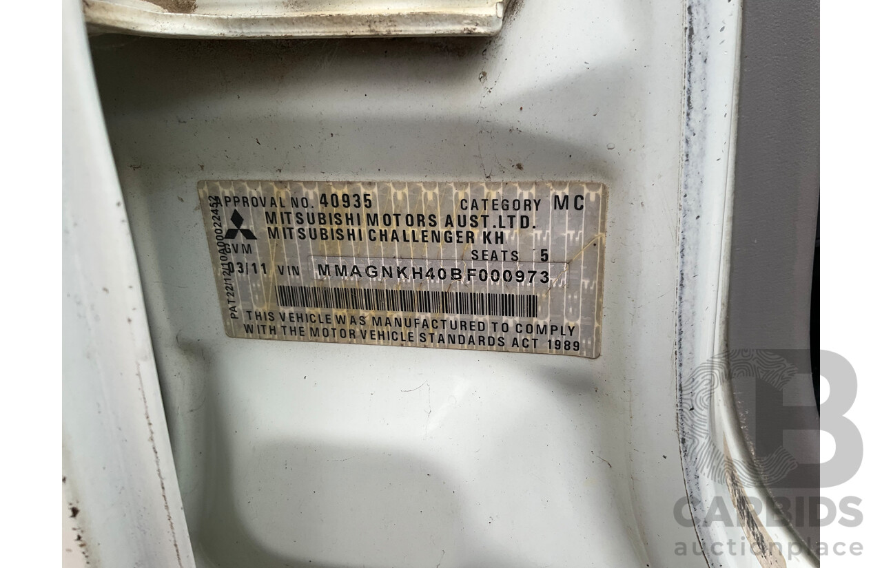 3/2011 Mitsubishi Challenger PB MY11 4d Wagon White Turbo Diesel 2.5L