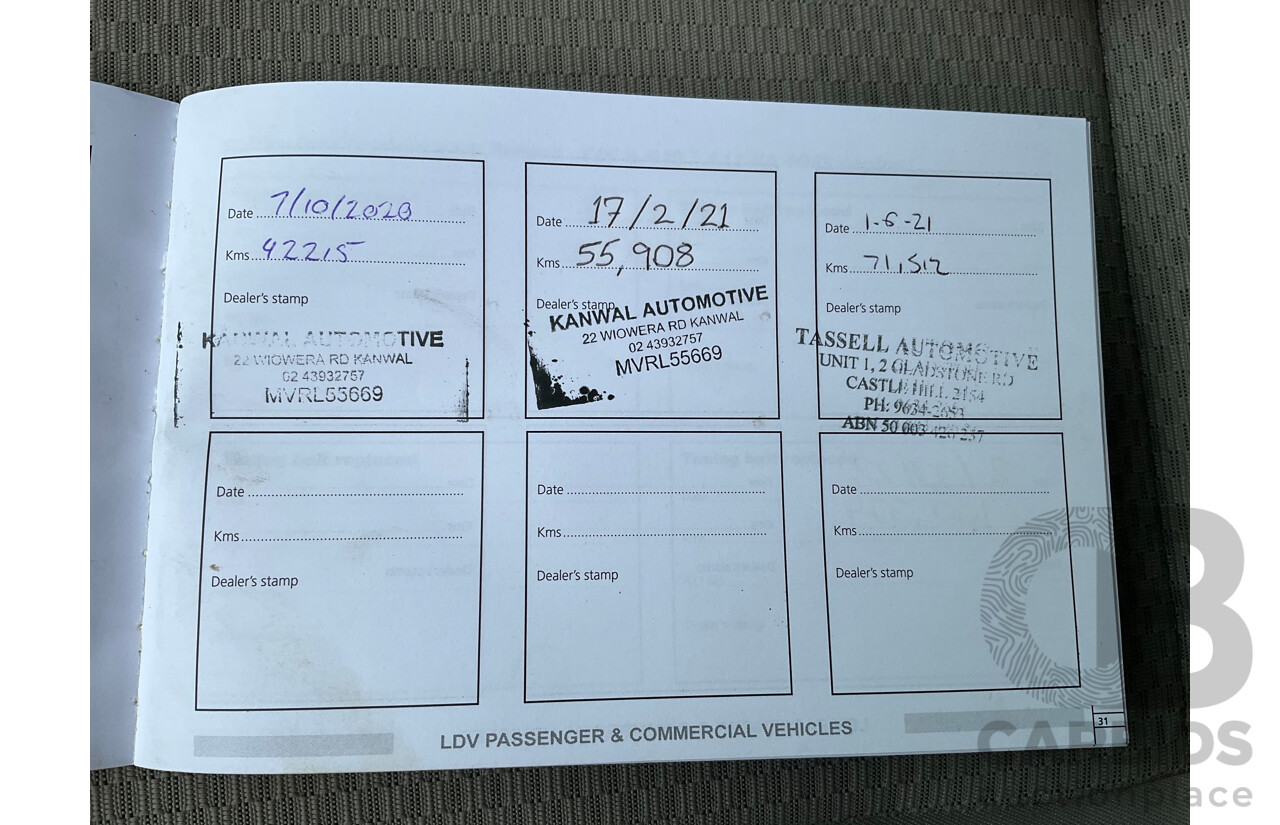 09/2019 LDV V80 LWB MID (FWD) K1 MY19 4d Van White 2.5L