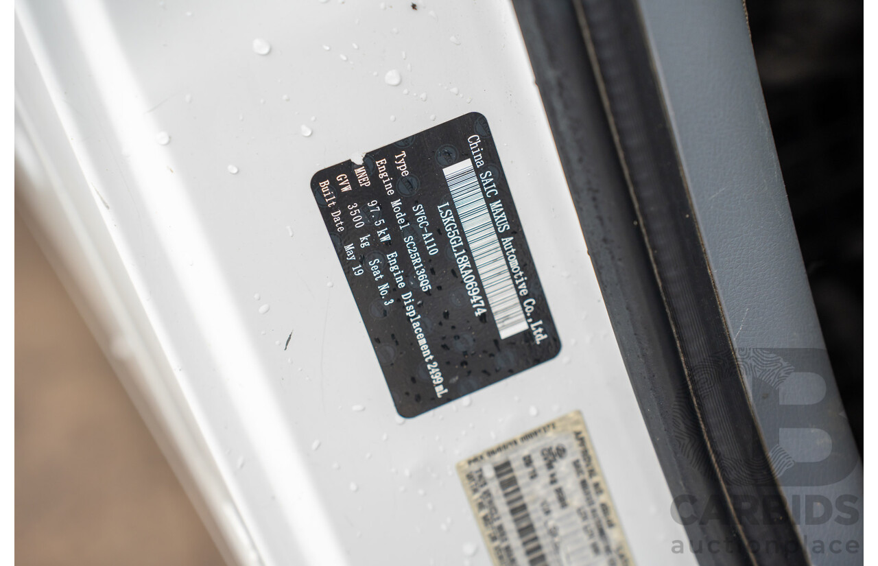 09/2019 LDV V80 LWB MID (FWD) K1 MY19 4d Van White 2.5L