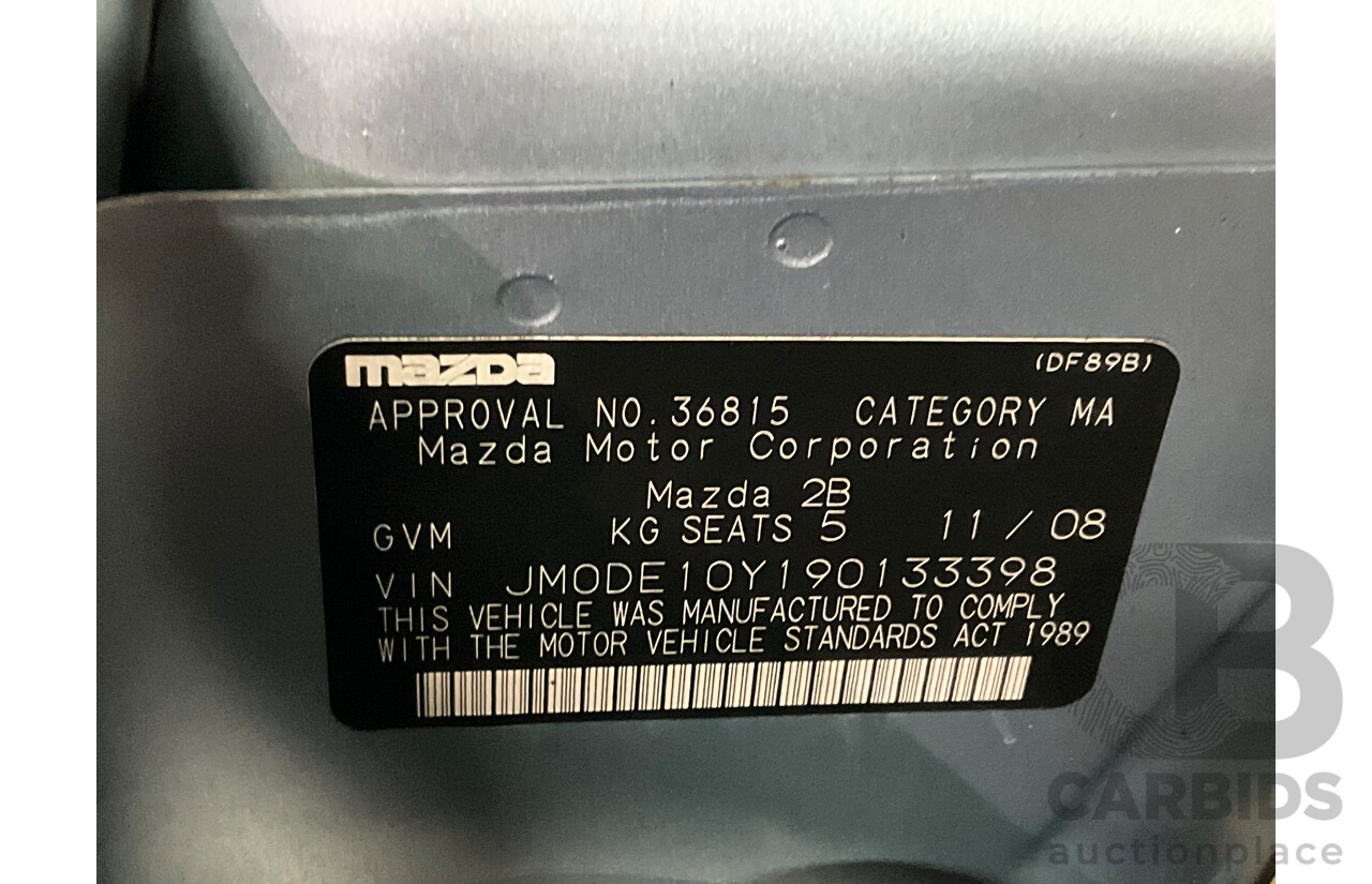 11/2008 Mazda Mazda2 Neo DE 5d Hatchback Icy Blue Metallic 1.5L