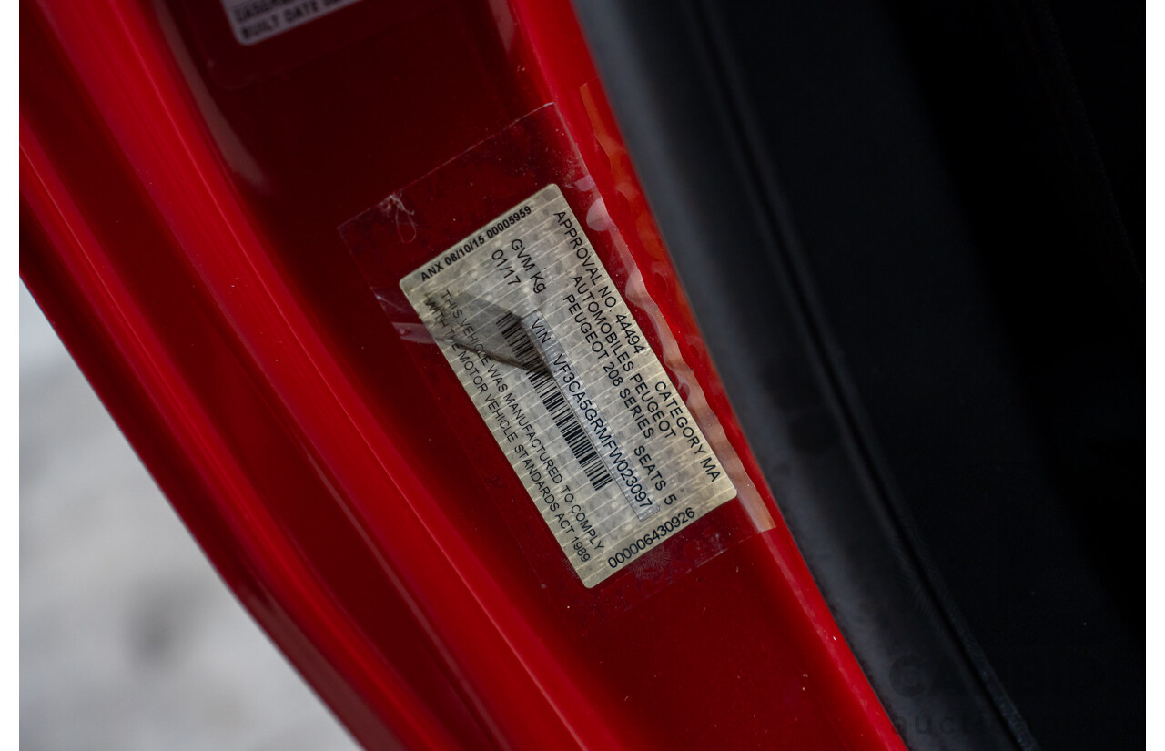 01/2017 Peugeot 208 GTi (FWD) 3d Hatchback Ruby Red Metallic Turbo 1.6L