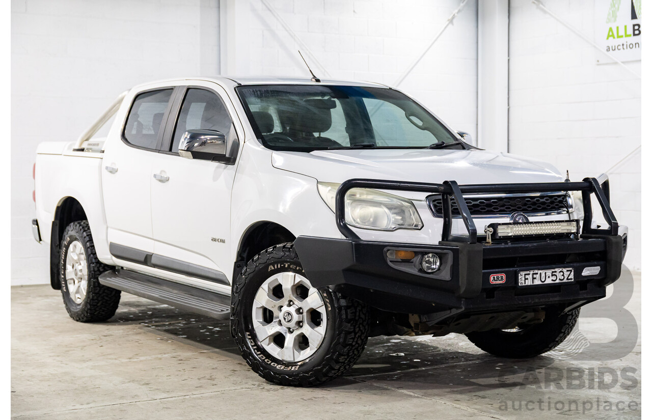 2/2013 Holden Colorado LTZ (4x4) RG Crew Cab P/Up Summit White Turbo Diesel 2.8L