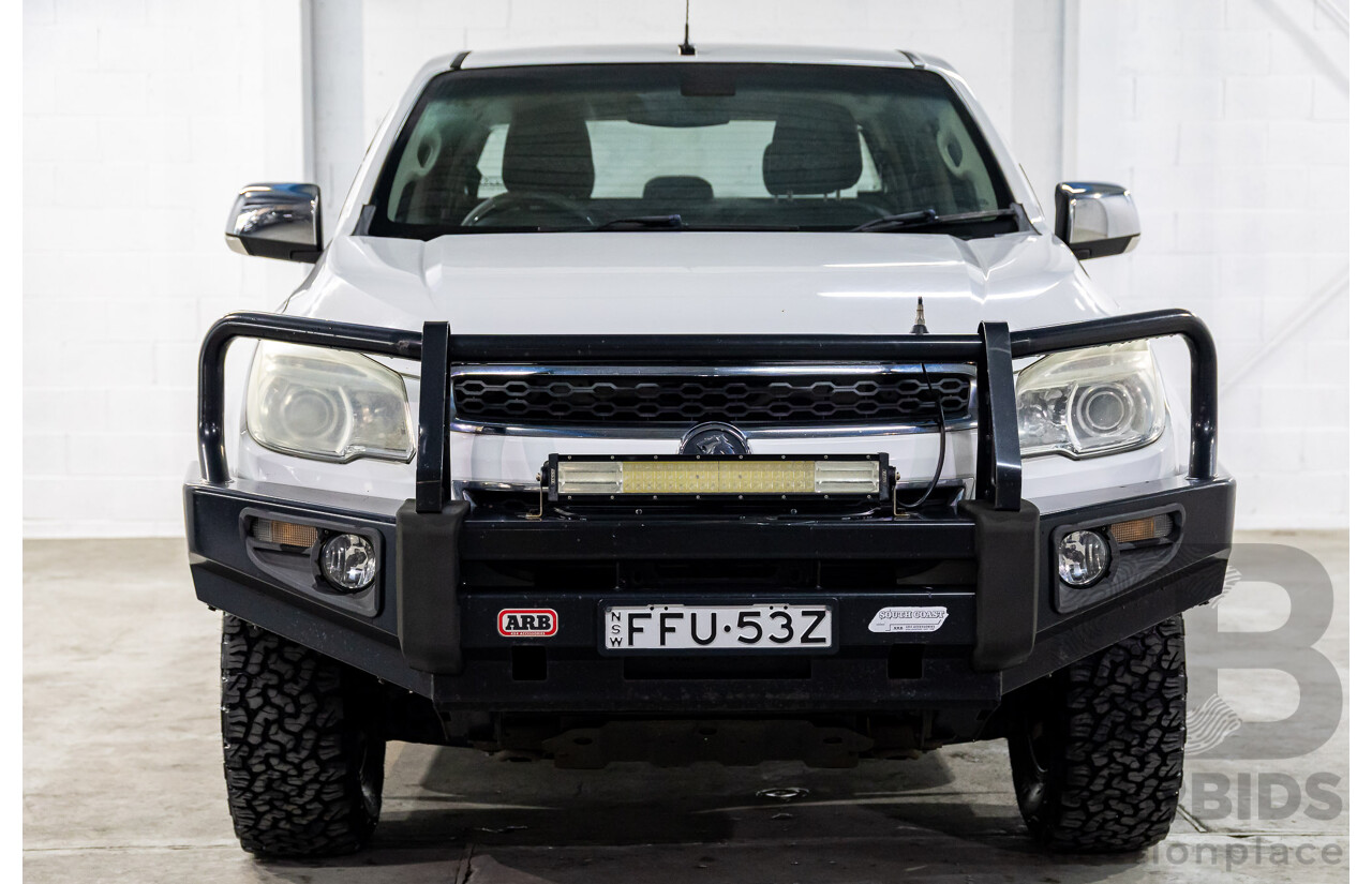 2/2013 Holden Colorado LTZ (4x4) RG Crew Cab P/Up Summit White Turbo Diesel 2.8L