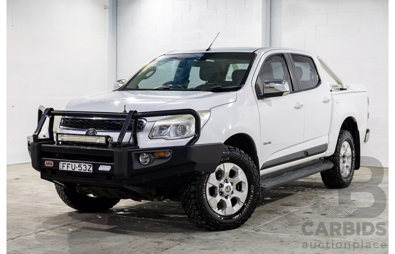 2/2013 Holden Colorado LTZ (4x4) RG Crew Cab P/Up Summit White Turbo Diesel 2.8L