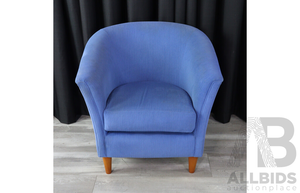 Pair of Blue Fabric Tub Chairs by Rico