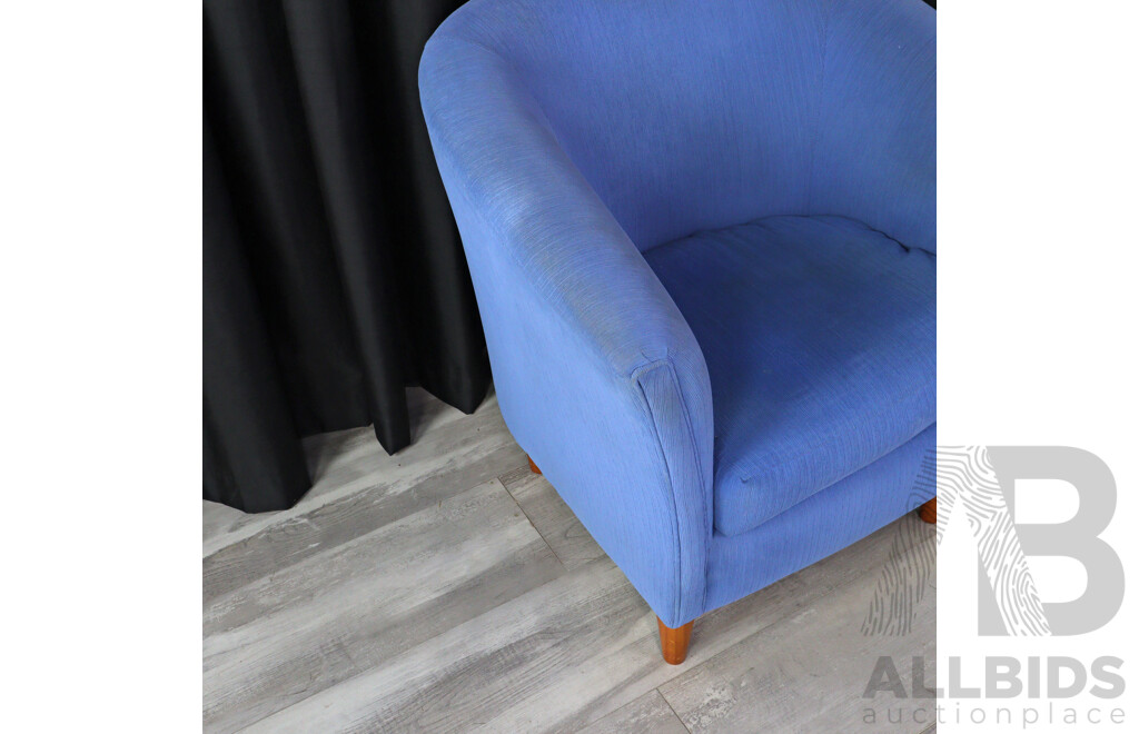 Pair of Blue Fabric Tub Chairs by Rico