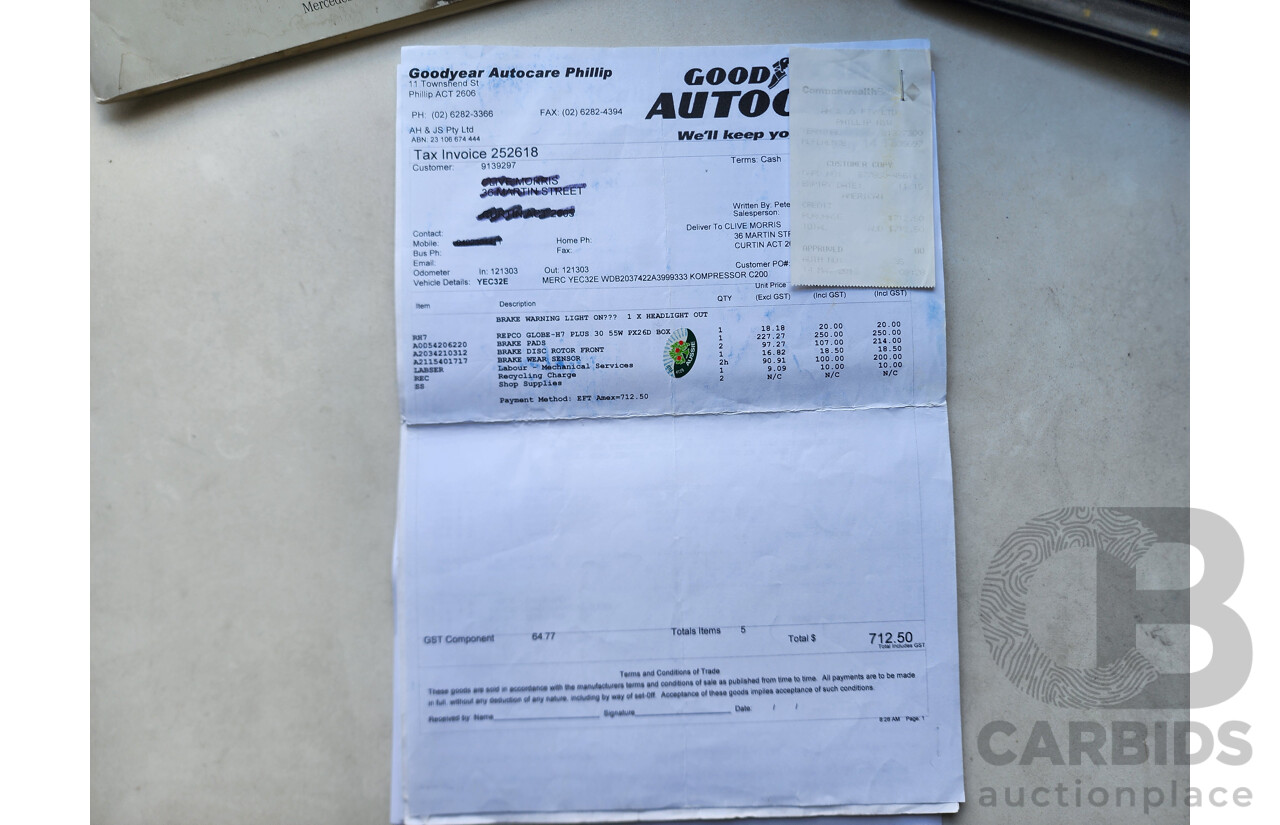 8/2002 Mercedes-Benz C200 Kompressor CL203 2d Coupe Silver 1.8L