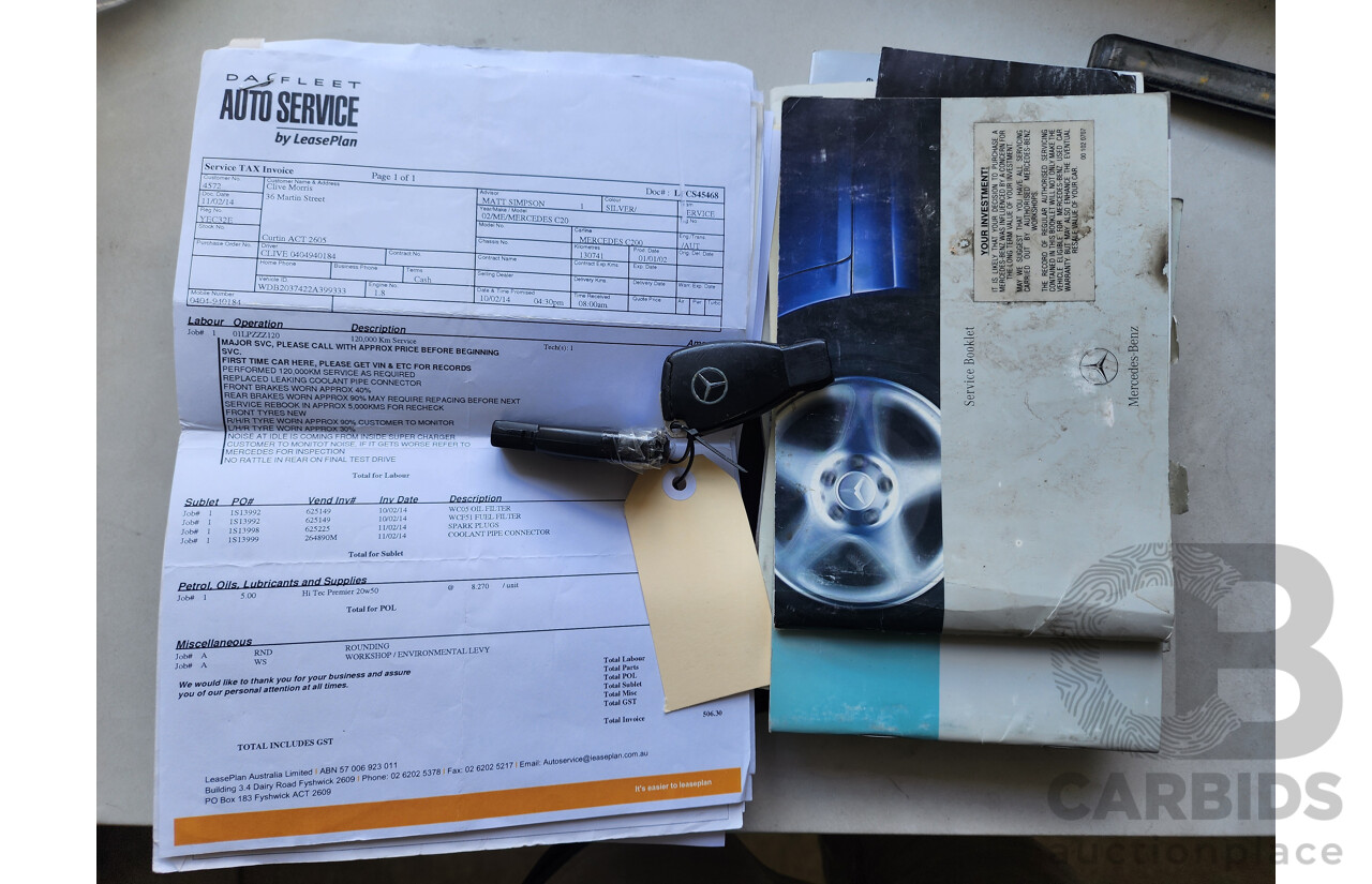 8/2002 Mercedes-Benz C200 Kompressor CL203 2d Coupe Silver 1.8L