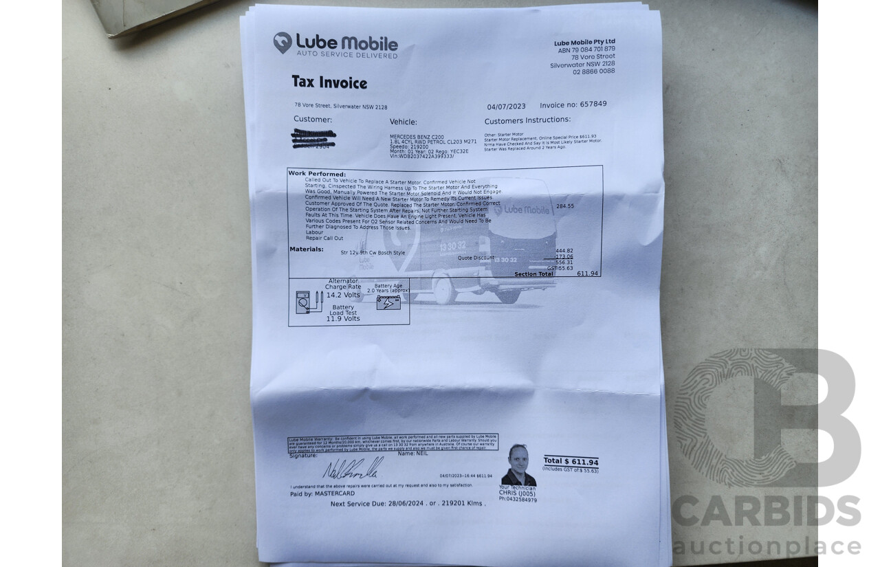 8/2002 Mercedes-Benz C200 Kompressor CL203 2d Coupe Silver 1.8L