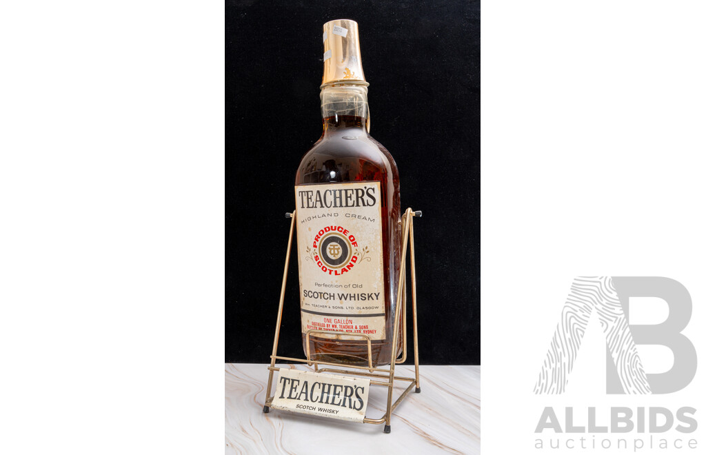 Vintage 1 Gallon Teachers Scotch Whiskey on Tilt Pourer