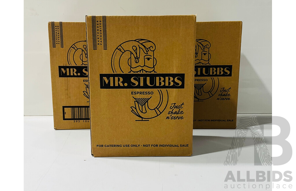 Collection of Three Boxes of Six 750ml Mr. Stubbs Espresso Cocktail
