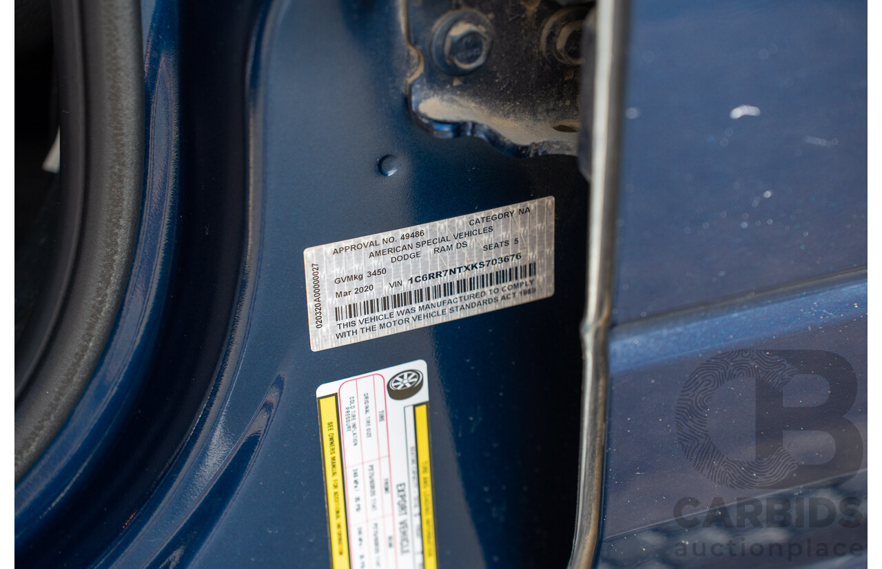 03/2020 ASV (Dodge) RAM 1500 Laramie RamBox SWB (4x4) 4d Dual Cab Utility Patriot Blue Pearl V8 5.7L