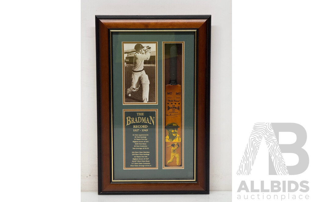 Bradman Record Framed Mini Bat Presentation