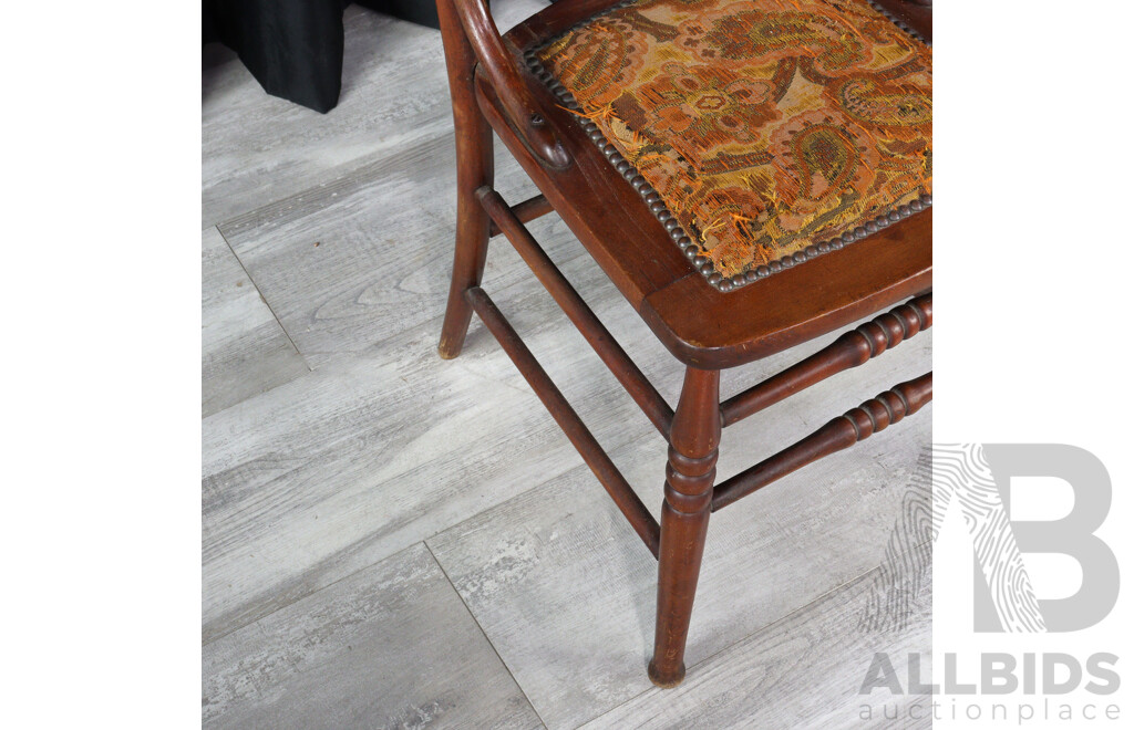 Set of Six American Oak Pressed Back Dining Chairs