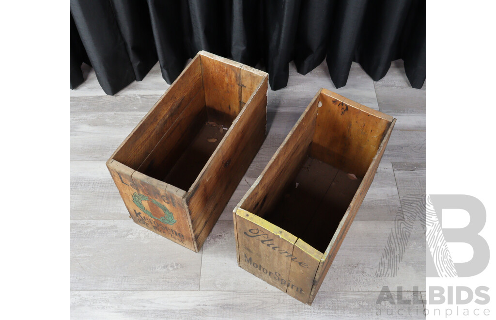 Pair of Timber Vacuum Oil Company Crates