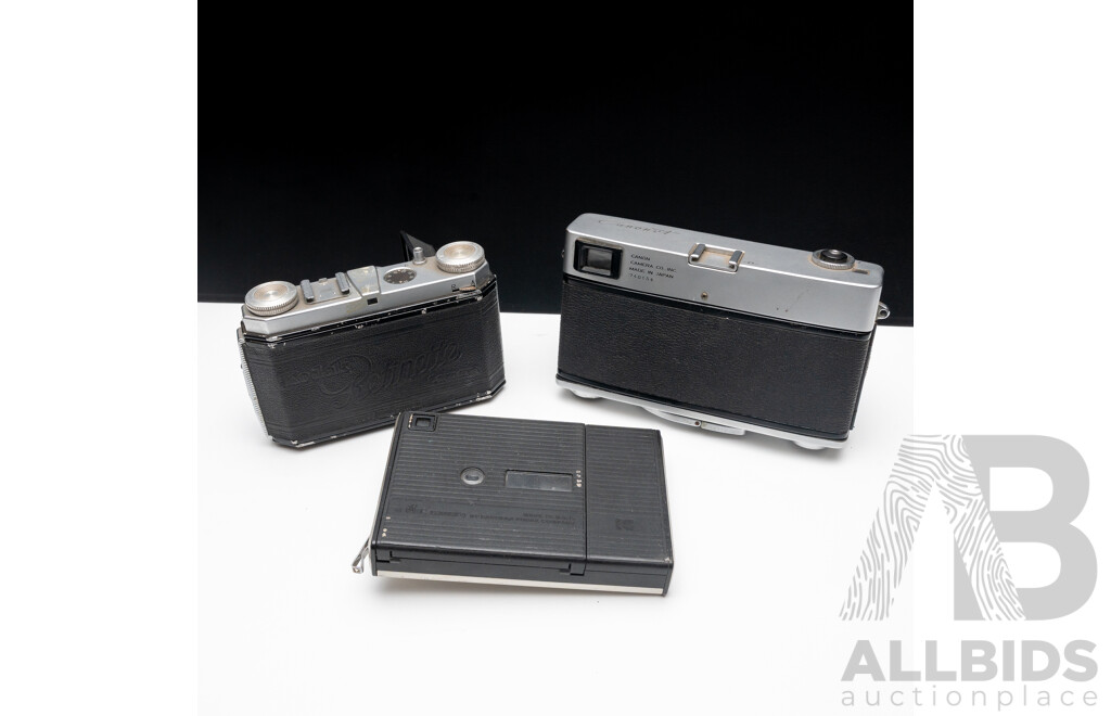 Lot of Four Vintage Cameras - Canonet, Kodak Disc 4000, Kodak Retinette