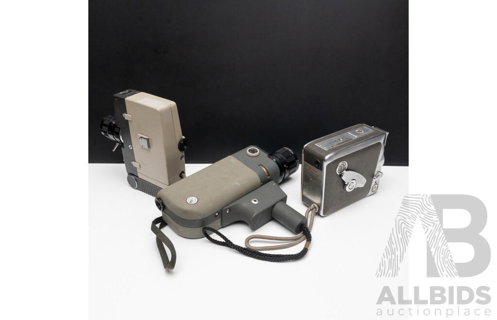 Lot of Three Super 8mm Video Cameras - Chinon Zoom 8, Sankyo, Keystone Bel Air