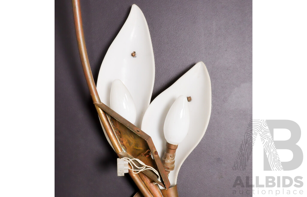 Vintage Brass and Lucite Flower Form Wall Sconce