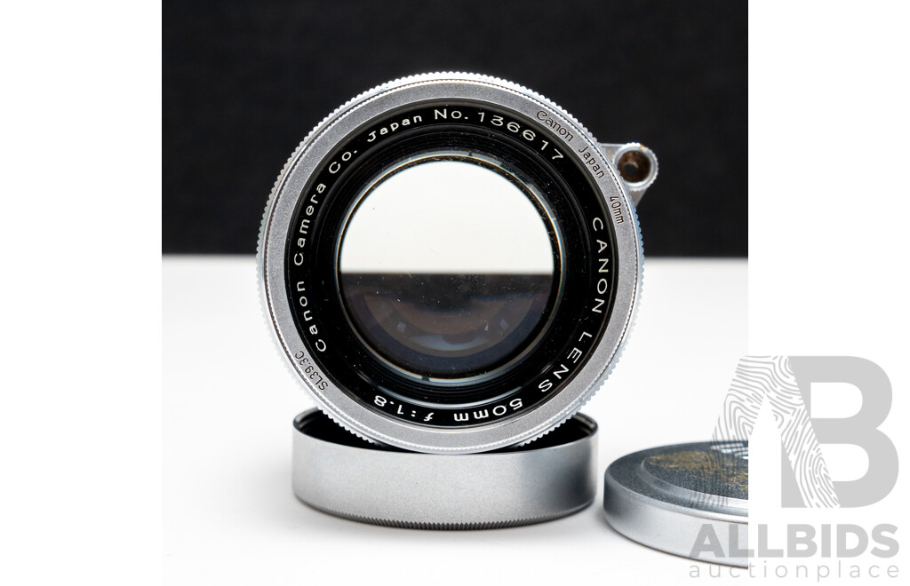 Canon 50mm 1.8 L39/M39 Screw Mount and Canon C-8 Wide Converter