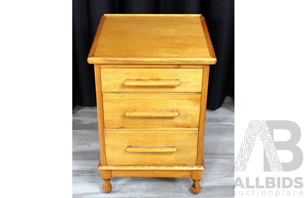 Pair of Retro Three Drawer Bedsides in Ash