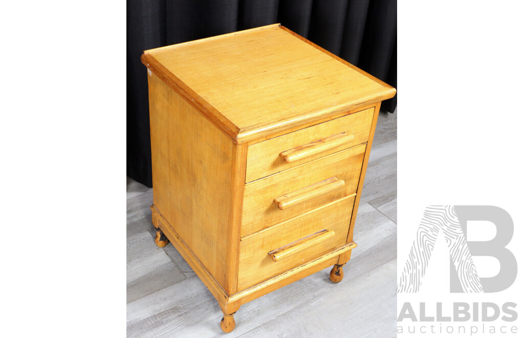Pair of Retro Three Drawer Bedsides in Ash